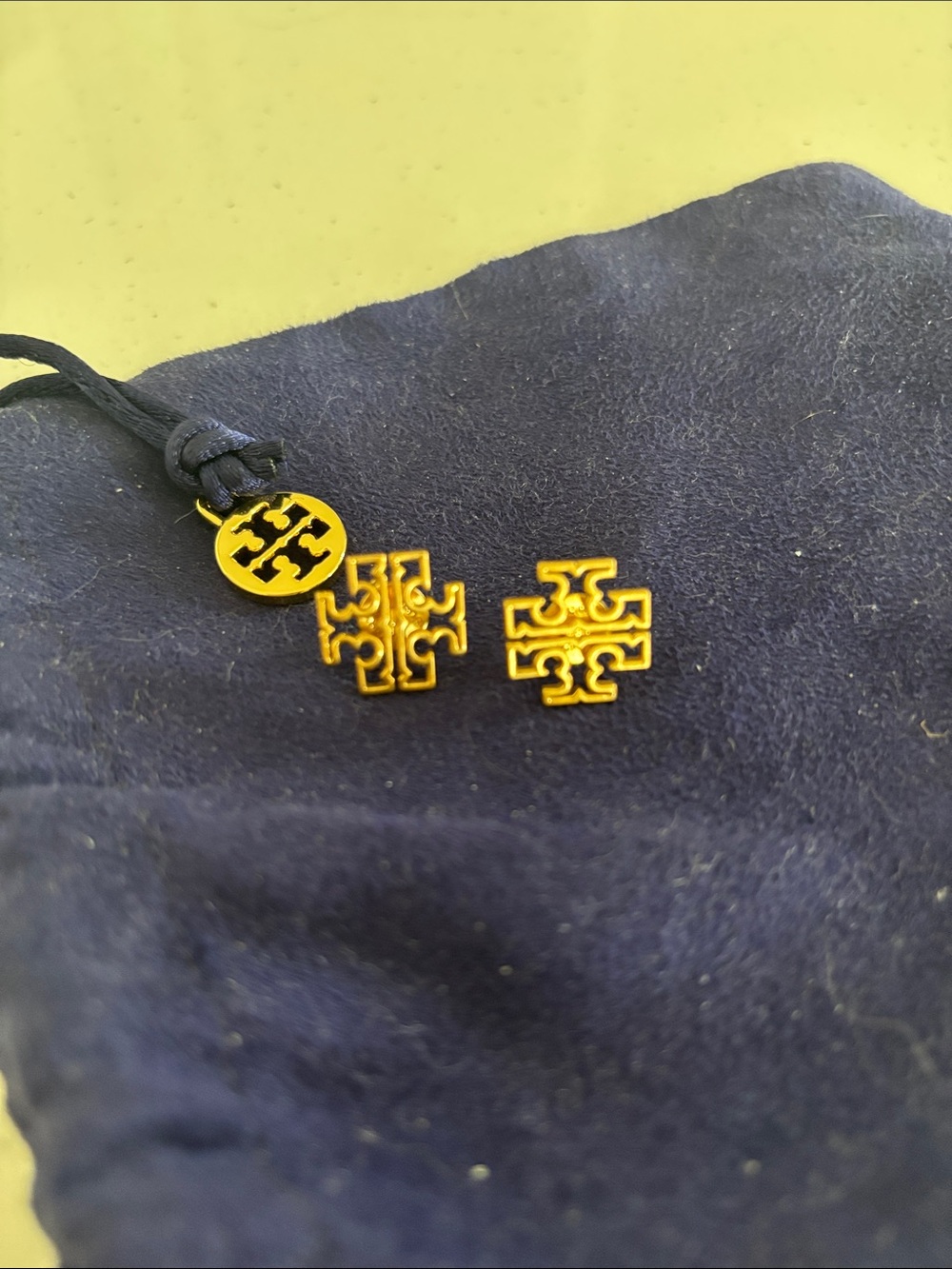 Tory Burch Gold Logo Cuff Links and Charm